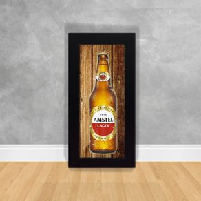 Quadro Decorativo Garrafa Amstel 02 Garrafa de Cerveja 16 Preta