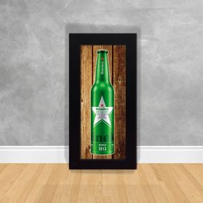Quadro Decorativo Garrafa Heineken 03 Garrafa de Cerveja 07 Preta