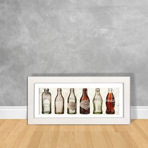 Quadro Decorativo Garrafas de Coca Cola 02 Refrigerante 02 Branca
