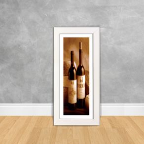 Quadro Decorativo Garrafas de Vinho Queijos e Vinhos 44 Branca