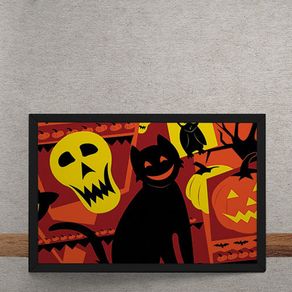 Quadro Decorativo Gato Halloween 25x35