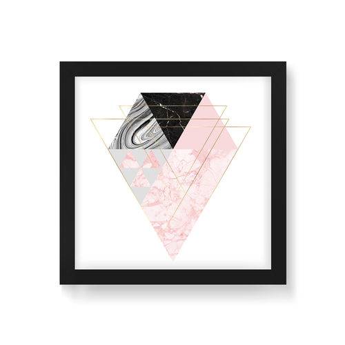 Quadro Decorativo Geométrico Triângulos Diamante - 30x30cm (moldura em Laca Preta)