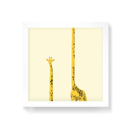 Quadro Decorativo Girafa - 30x30cm (moldura em Laca Branca)