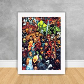 Quadro Decorativo Heróis Marvel 02 os Vingadores 20 Branca