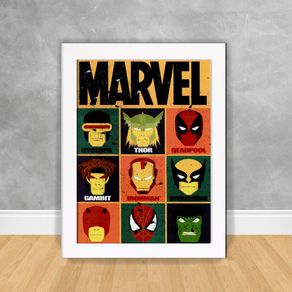 Quadro Decorativo Heróis Marvel 10 os Vingadores 44 Branca