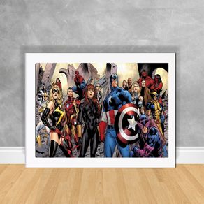 Quadro Decorativo Heróis Marvel 10 os Vingadores 36 Branca