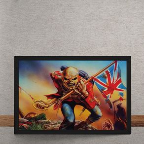 Quadro Decorativo Iron Maiden Ed Hunter Bandeira da Inglaterra 25x35