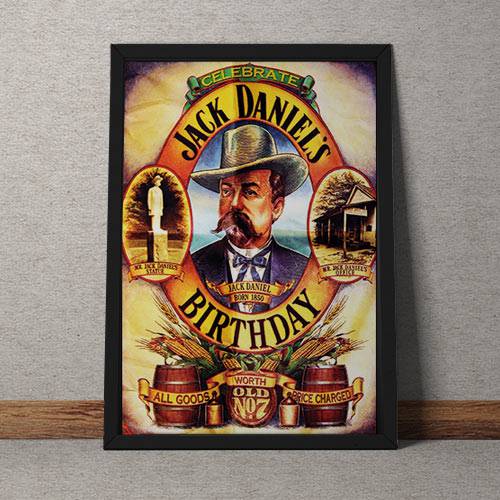 Quadro Decorativo Jack Daniels Bithday Vintage