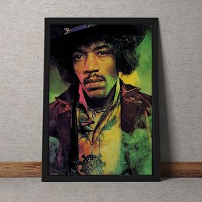 Quadro Decorativo Jimmy Hendrix Colorido Vintage 35x25