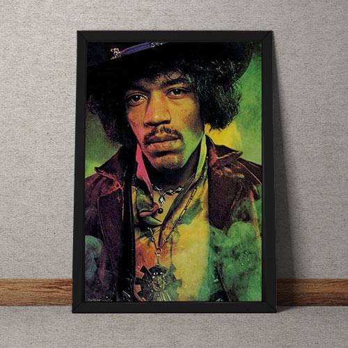 Quadro Decorativo Jimmy Hendrix Colorido Vintage