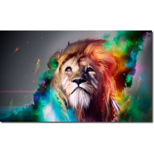 Quadro Decorativo Leão Colorido Varias Peças