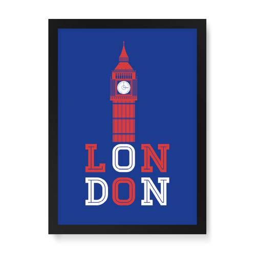 Quadro Decorativo London Big Ben - 32,5x23cm (moldura em Laca Preta)