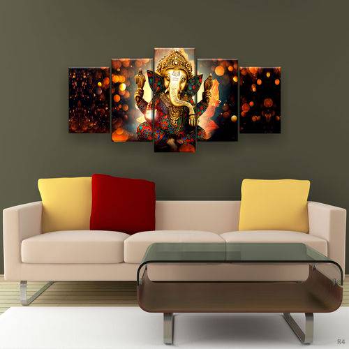 Quadro Decorativo Lord Ganesha Hd 129x61 Quarto Sala