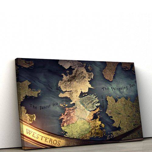 Quadro Decorativo Mapa Game Of Thrones 100x50cm