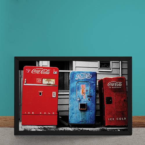 Quadro Decorativo Maquina de Refrigerantes Coca Cola Pepsi