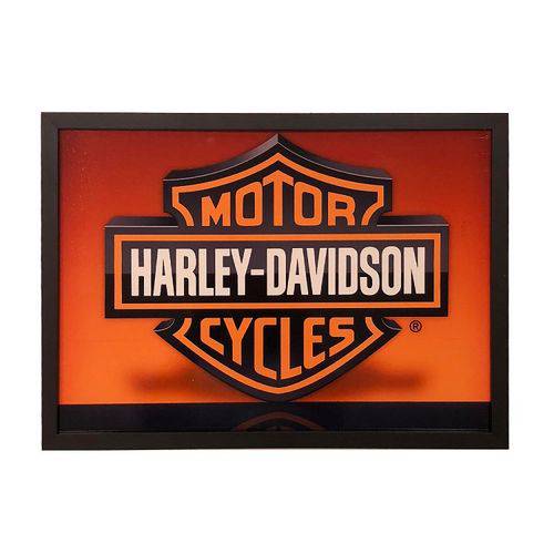 Quadro Decorativo Metal Harley Davidson Cor Laranja 30x40x1