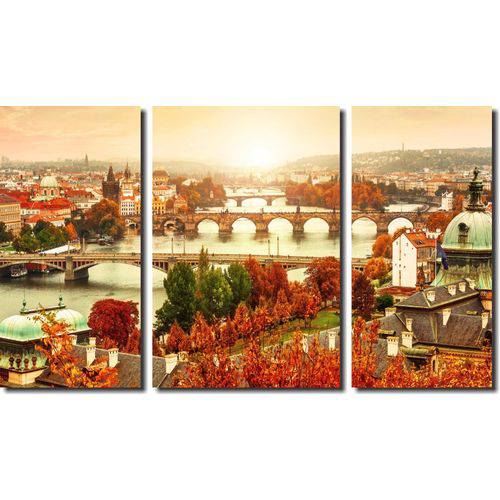 Quadro Decorativo Paisagem Outono Praha Slovakia Varias Peças para Sala e Quarto