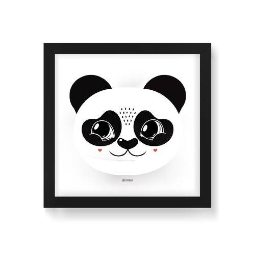 Quadro Decorativo Panda Sponchi - 20x20cm (moldura em Laca Preta)