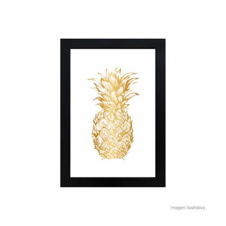 Quadro Decorativo Pineapple 23x33cm Preto Infinity