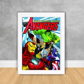 Quadro Decorativo Quadrinho Avengers - os Vingadores os Vingadores 46 Branca