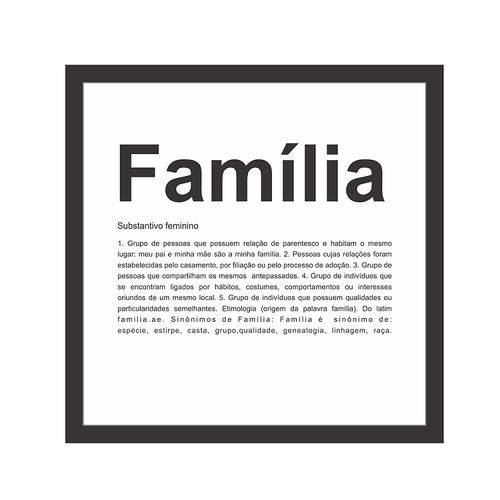 Quadro Decorativo Quarto Sala Madeira Dicionário Família
