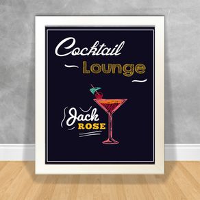 Quadro Decorativo Retrô Cocktail Lounge Jack Rose Drink Retrô Ref 04 Branca