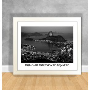 Quadro Decorativo Rio Atual - Enseada de Botafogo em Preto e Branco Rio Atual 56 Branca