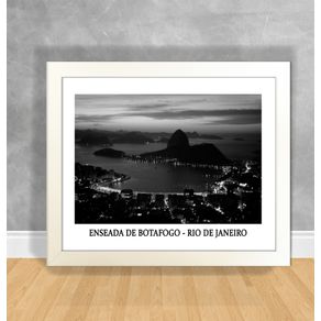 Quadro Decorativo Rio Atual - Enseada de Botafogo em Preto e Branco Rio Atual 58 Branca