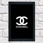 Quadro Decorativo Sala Metal Logo Chanel Cor Preto 40x50x2cm