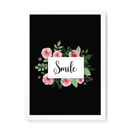 Quadro Decorativo Smile Flores - 32,5x23cm (moldura em Laca Branca)
