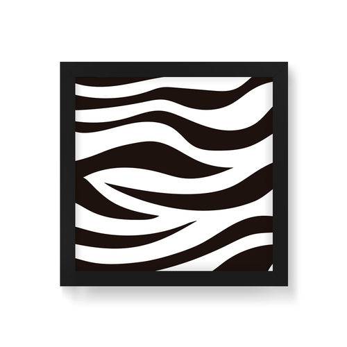 Quadro Decorativo Textura Zebra Animal Print - 30x30cm (moldura em Laca Preta)