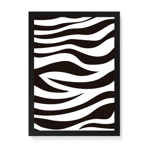Quadro Decorativo Textura Zebra Animal Print - 32,5x23cm (moldura em Laca Preta)
