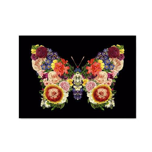 Quadro Decorativo Tipo Placa Borboleta Floral Tobé - 32,5x23cm