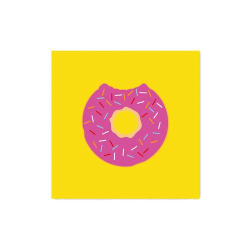 Quadro Decorativo Tipo Placa Donuts Fundo Amarelo - 30x30cm