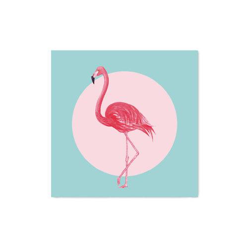 Quadro Decorativo Tipo Placa Flamingo - 30x30cm