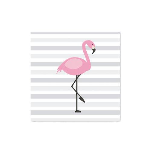 Quadro Decorativo Tipo Placa Flamingo Infantil - 20x20cm