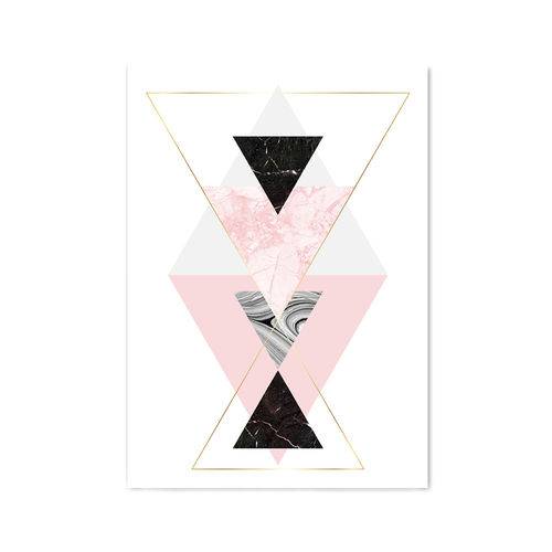 Quadro Decorativo Tipo Placa Geométrico Triângulos Ampulheta - 32,5x23cm