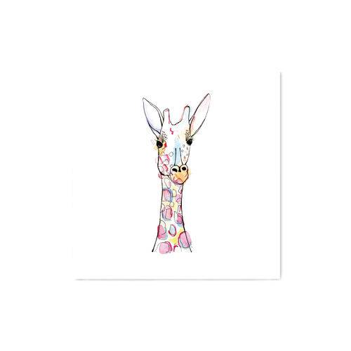 Quadro Decorativo Tipo Placa Girafa Color - 30x30cm