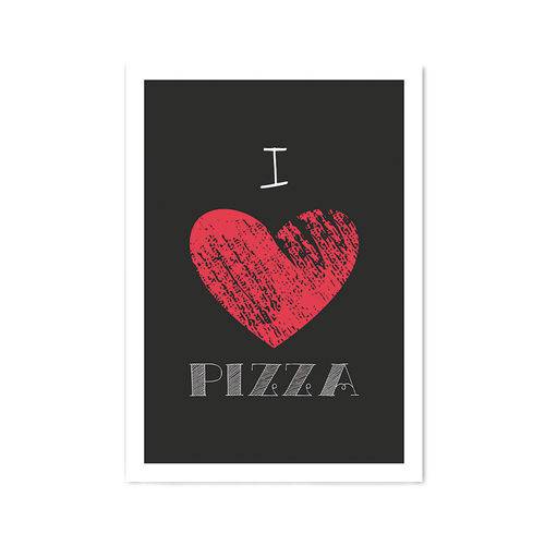 Quadro Decorativo Tipo Placa I Love Pizza - 32,5x23cm