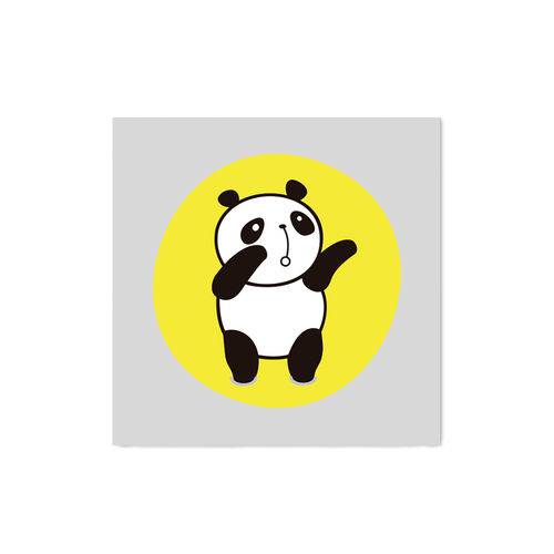 Quadro Decorativo Tipo Placa Panda Braços Levantado - 30x30cm