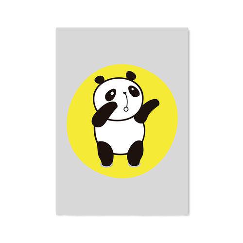 Quadro Decorativo Tipo Placa Panda Braços Levantado - 32,5x23cm