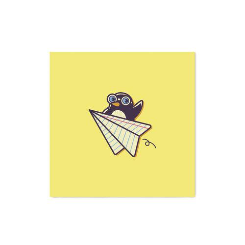Quadro Decorativo Tipo Placa Pinguins Voadores - 20x20cm