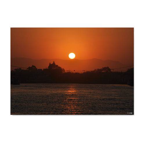 Quadro Decorativo Tipo Placa Pôr do Sol no Rio Mampituba - 32,5x23cm