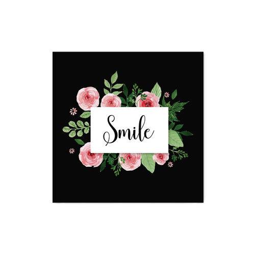 Quadro Decorativo Tipo Placa Smile Flores - 30x30cm