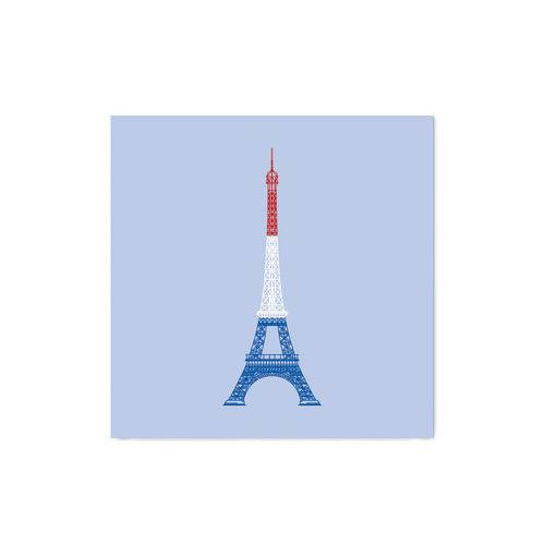Quadro Decorativo Tipo Placa Torre Eiffel Colorida - 20x20cm