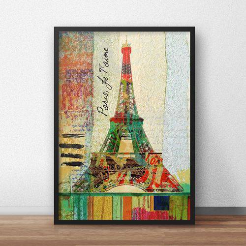 Quadro Decorativo Torre Eifel Colorful 20x30cm Preto