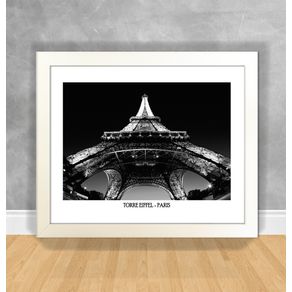Quadro Decorativo Torre Eiffel em P&B - Paris Paris 02 Branca