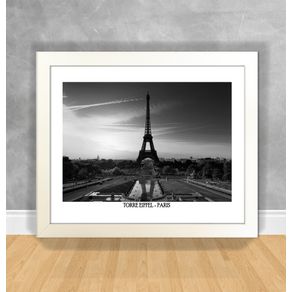 Quadro Decorativo Torre Eiffel em P&B - Paris Paris 30 Branca