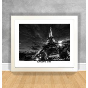 Quadro Decorativo Torre Eiffel em P&B - Paris Paris 20 Branca