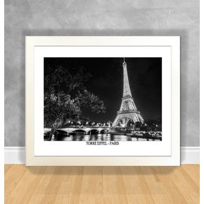 Quadro Decorativo Torre Eiffel em P&B - Paris Paris 16 Branca